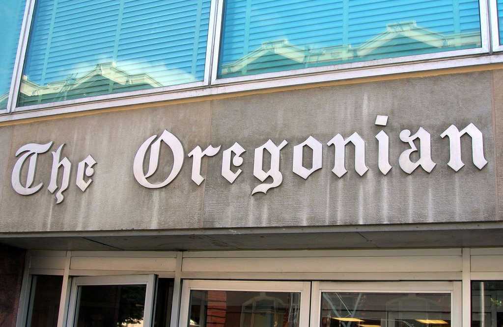 The front of the former Oregonian headquarters. Photo by Josh Bancroft.