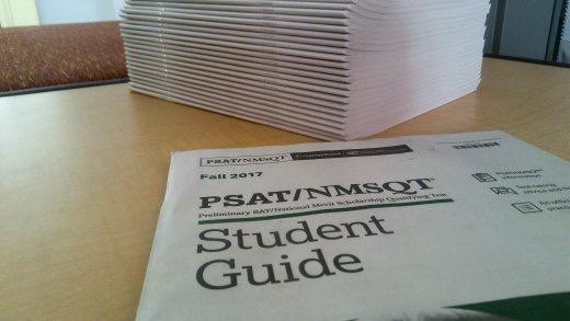 These pamphlets are passed out to sophomores (and juniors that opt to take the PSAT) to help them prepare for the test. Photo by Griffin Schumock 