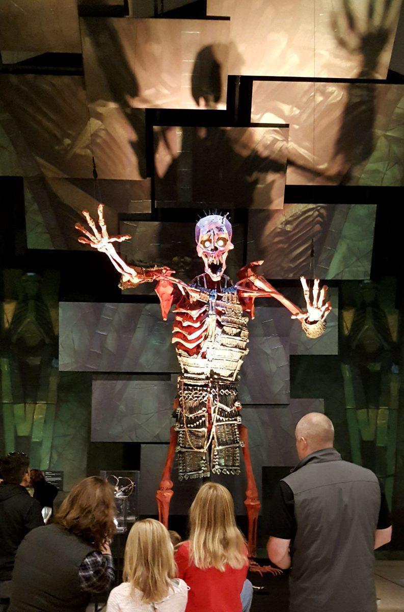 A skeleton from one of LAIKAs famous films (Kubo and the Two Strings) located at the beginning of the exhibit. LAIKA is partnering with the Portland Art Museum and Northwest Film Center. Photo by  Adriane Burk