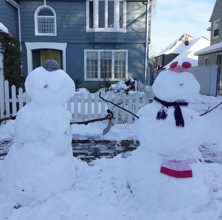 A pair of snowmen in Portland, Oregon.
Photo by Bella Senatori
