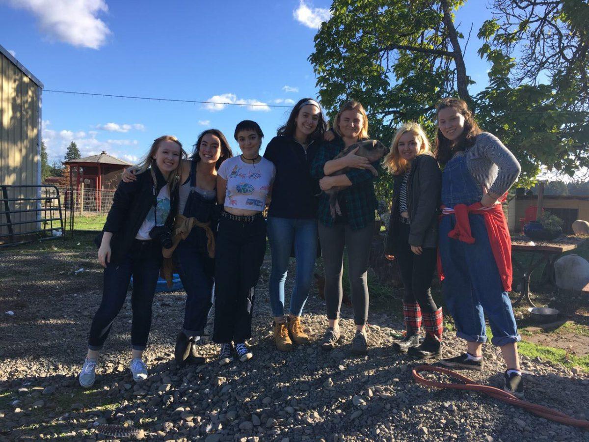 Members of Youth for the Voiceless pose at Lighthouse Farm Sanctuary. The group, which originated as Animal Rights Club, promotes animal rights and welfare and now has contacts across the country. Photo by Claire Howe.