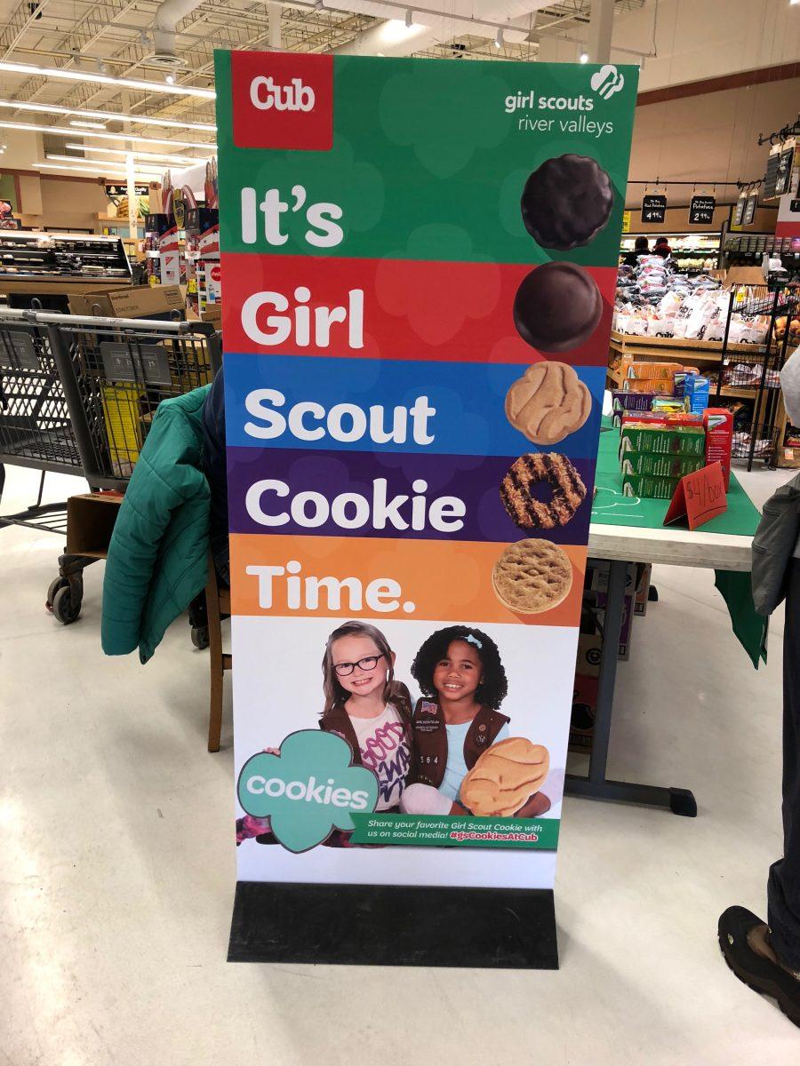  This Girl Scout Cookie sign was posted inside a grocery store in Minneapolis, Minnesota. The Girl Scouts of America sold cookies in the Oregon and Southwest Washington regions from February 16 to March 11.  Photo by Maya Horten.