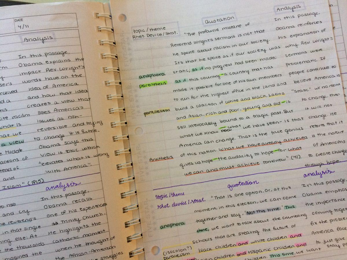 : Class notes by a student with ADHD. ADHD can show up in counterintuitive ways for those that go undiagnosed—including hyper-organization, making it difficult to identify.

