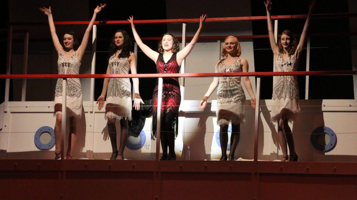 Kristina Strommer (12) performs “Blow, Gabriel, Blow” aboard the S.S. American in the spring musical, Anything Goes. Strommer has participated in theater since she was just three years old. Photo by Portland Public Schools.