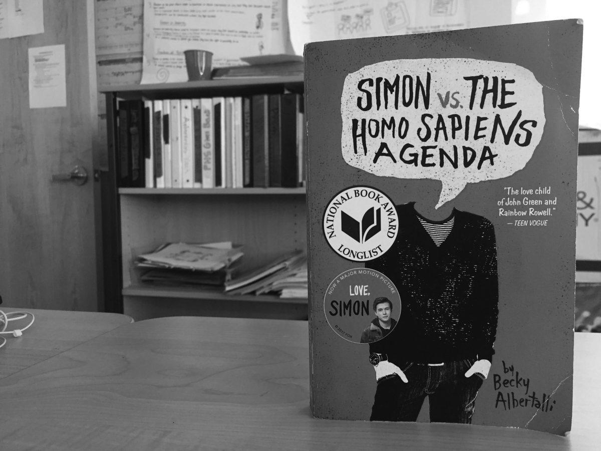 The book Simon vs. The Homo Sapiens Agenda by Becky Albertalli. The movie Love, Simon is based off this young adult novel. Photo by Griffin Schumock.