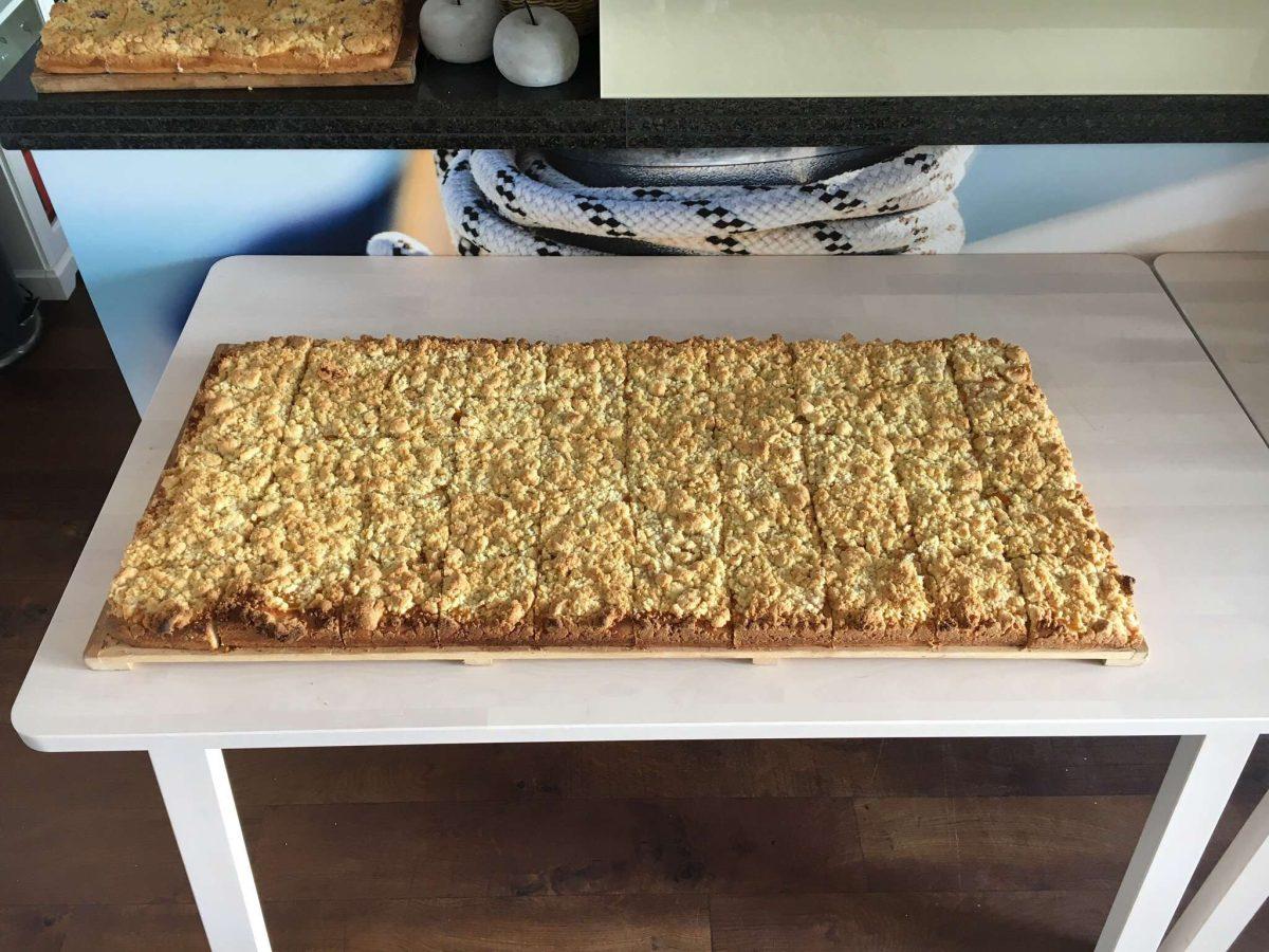 An almost finished product of the Sugnet family’s recipe for streuselkuchen. Jem Sugnet explains that it is normally topped with a light sprinkling of confectioner sugar. Photo by  Jay Sugnet.