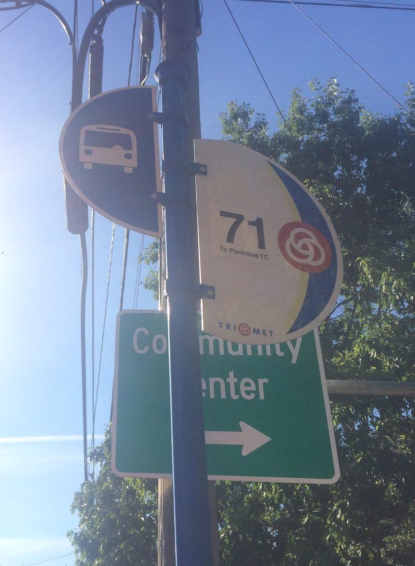 Photo Caption: Number 71 bus stop on SE Flavel, a popular route among PPS students 
Photo Credit: Abby Emrich
