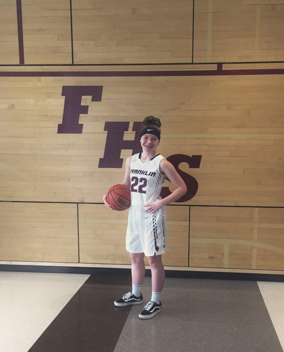 Shaydee Gunnell poses with a basketball in the Franklin gym. She was made a captain of the girls’ varsity team earlier this year. Photo Credit: Lily Bonder
