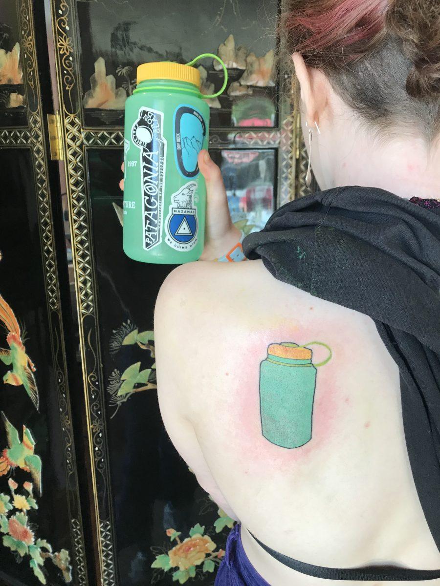 The Girl With the Water Bottle Tattoo