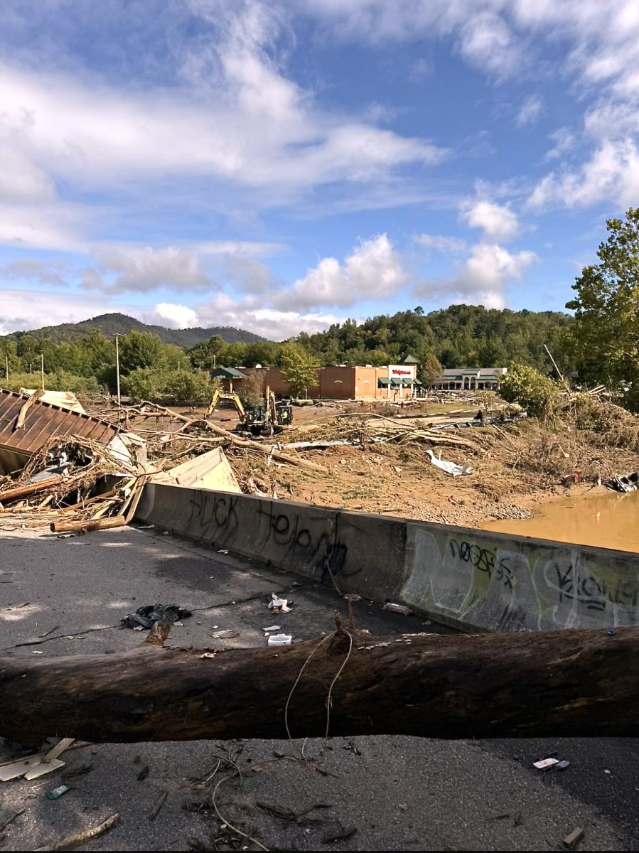 The ruins of the former thriving city of Asheville, NC, after Hurricane Helene. This hurricane caused devastating impacts on the communities it hit, destroying thousands of roads and homes in its path. Photo by 