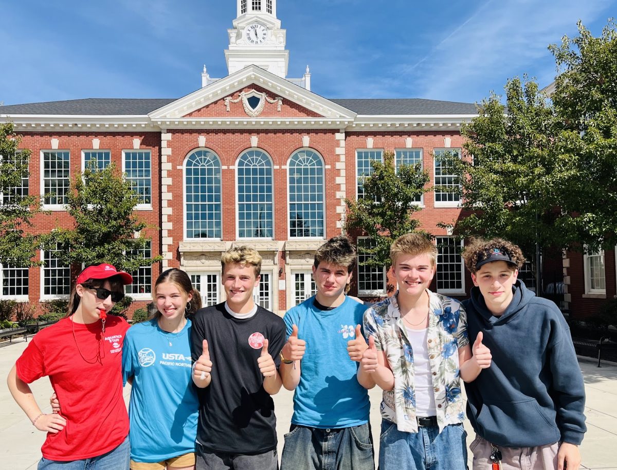 Ruby Rippetoe-Crawford, Hazel Allen, Brennan McEwan, William Jordan, Truman Rhoads, and Ezra Hedrick (pictured from left to right) are all employed Franklin High School seniors featured in this article. Read more to learn about possible first jobs for students in our community. Photo by 