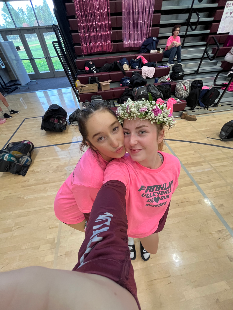 Two of Franklin's women’s volleyball captains, Isha Shakya and Edie Stanley. As fall sports season ends, it's important to recognize the leaders who guide our athletics programs. Photo by Edie Stanley.