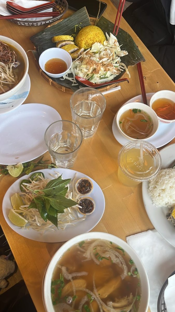 A table of Vietnamese food from Pho DaLat Restaurant, a local restaurant. With many whitewashed and commercialized versions of ethnic foods going around, it’s important to support small businesses — like mom-and-pop restaurants — and be willing to try new foods. 