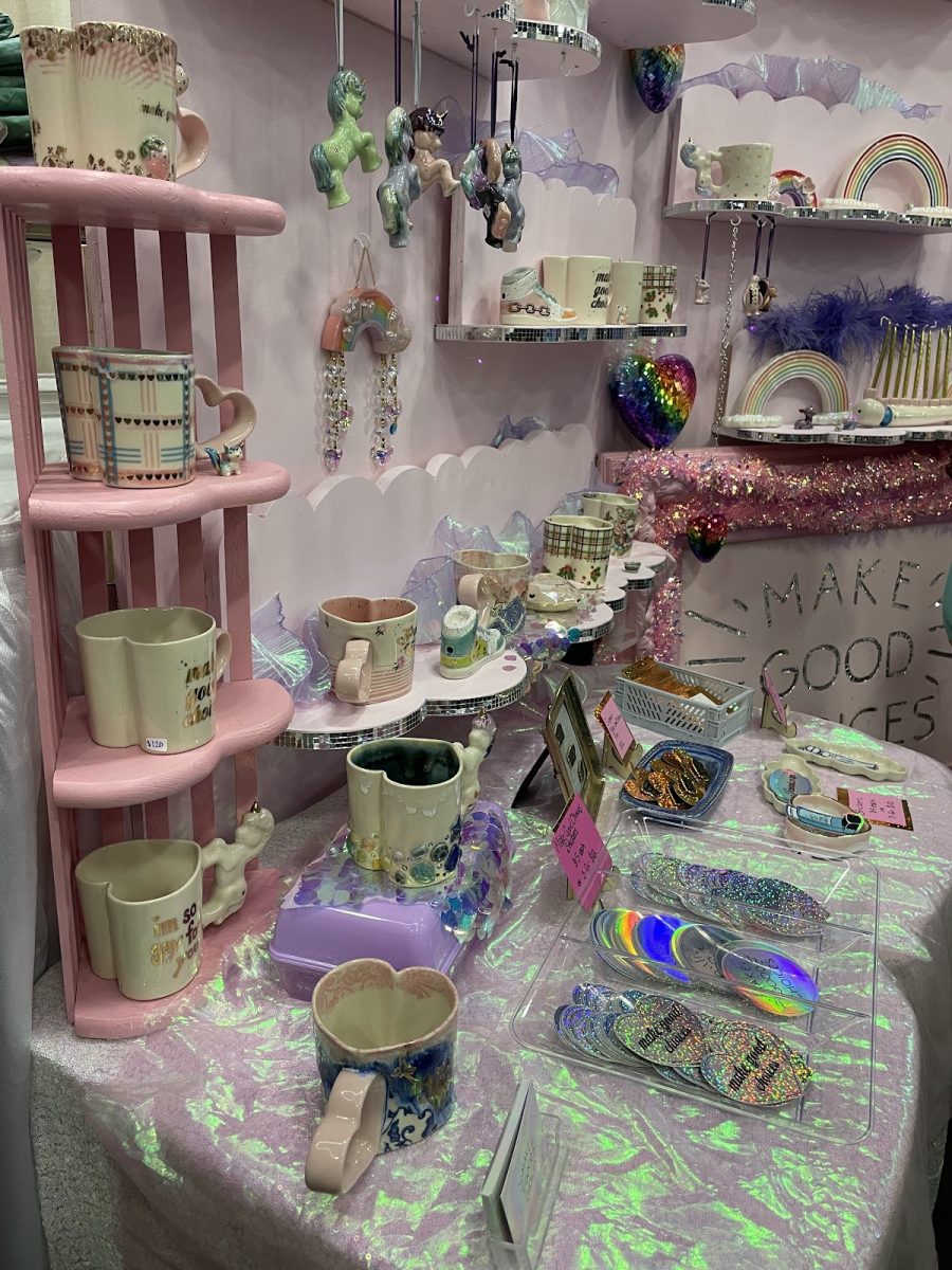 One of the 275 tables set up at the Crafty Wonderland winter market at the Oregon Convention Center. This event allows artists and craft makers to make a living from what they love doing. Photo by 