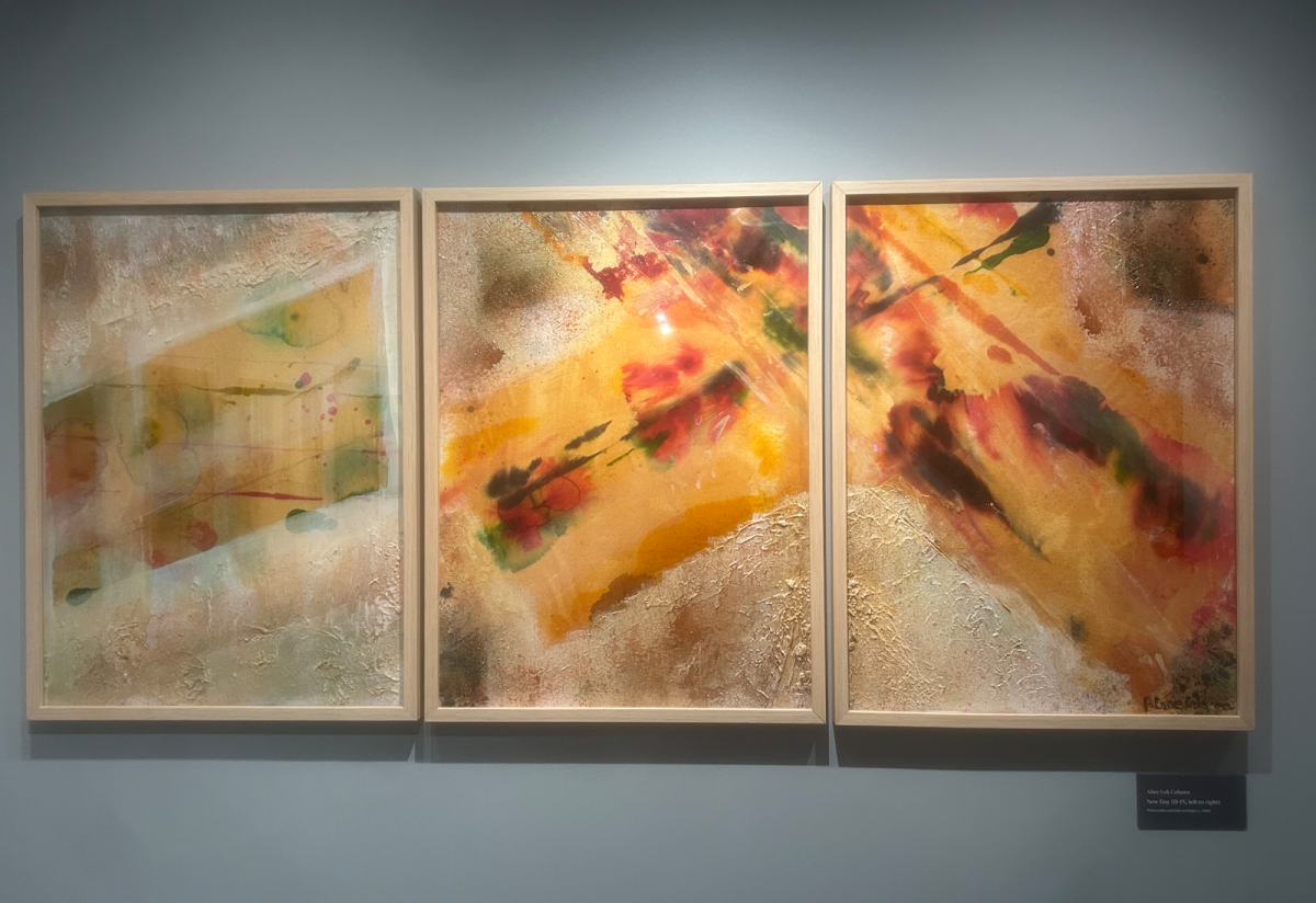 A piece titled “New Day,” done by Holocaust survivor Alice Lok-Cahana in a row shown at the Oregon Jewish Museum and Center for Holocaust Education. These paintings are shown at the new exhibit “Survival and Intimations of Immortality,” which presents three generations of artists since the Holocaust.