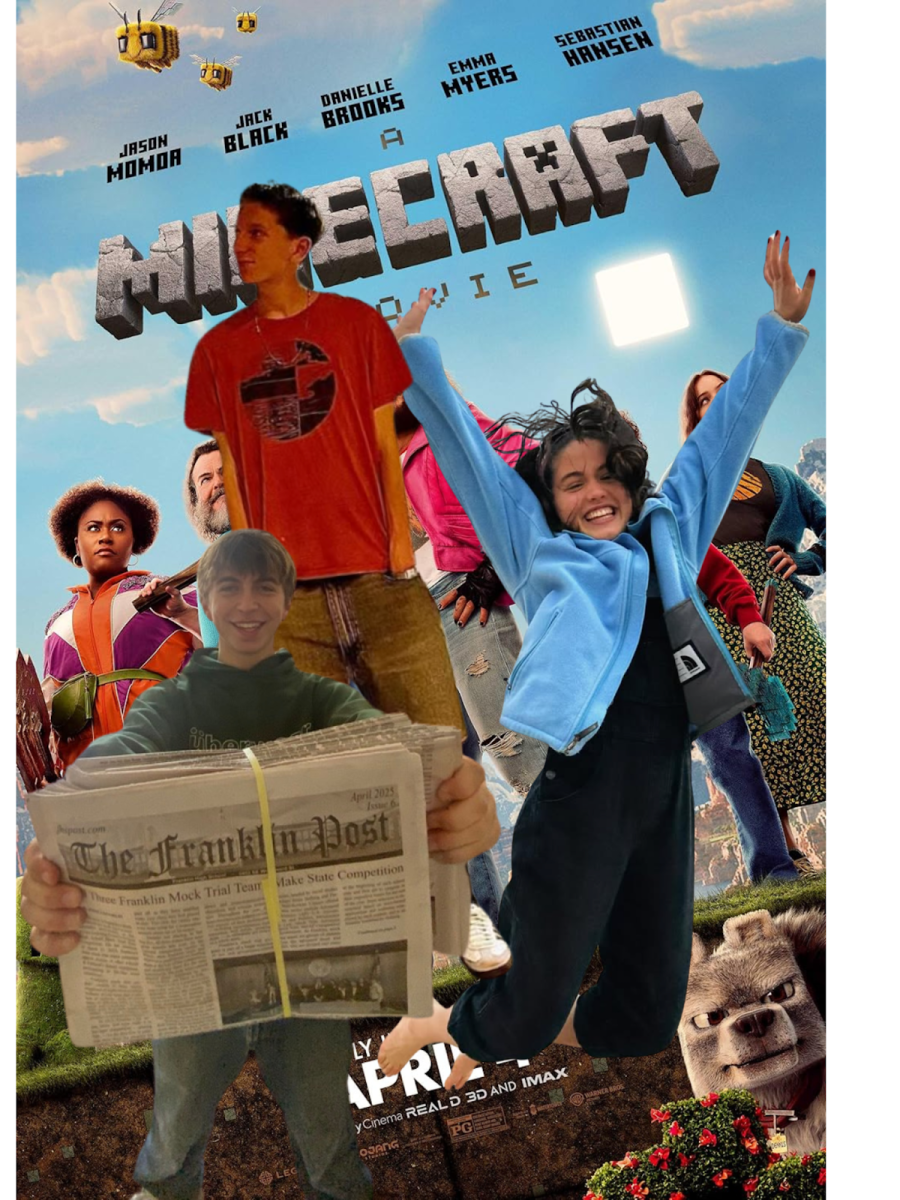 Francis Bolton, Annalise Shorb, and I appear above the critically acclaimed “A Minecraft Movie” poster. The iconic trio set out last month to survive all 101 minutes of the film.