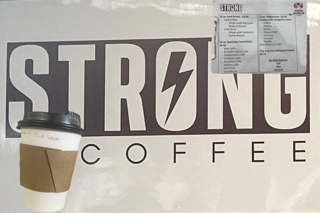 Photo collage of a sign, menu, and coffee cup from one of Franklin’s programs for special education students, our STRONG Coffee Cart. Programs like this are an opportunity to learn life skills, but they need staff and financing to maintain. Photo by Lenore Myers.