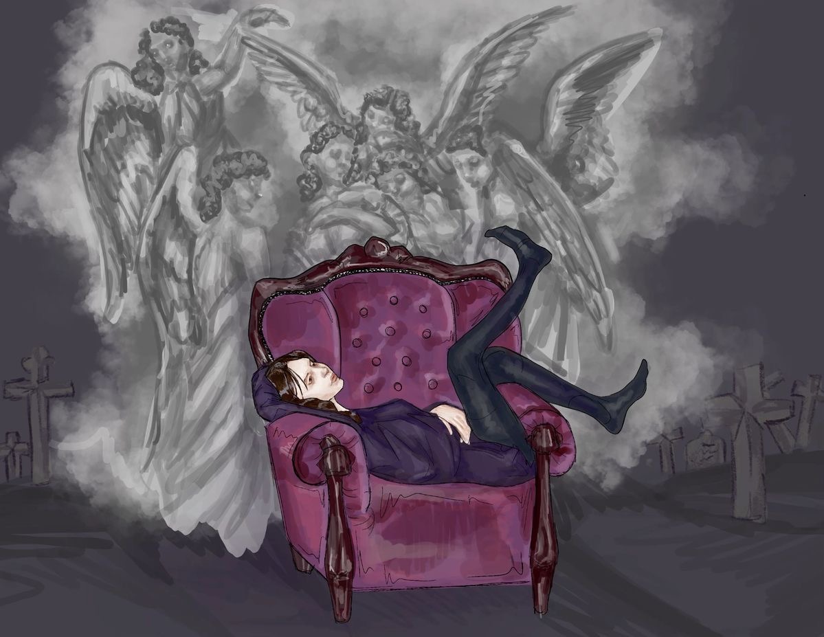 A digital artwork by Franklin student Imogen Schoonover. Federal budget cuts and AI-generated artwork pose a serious threat to artists.