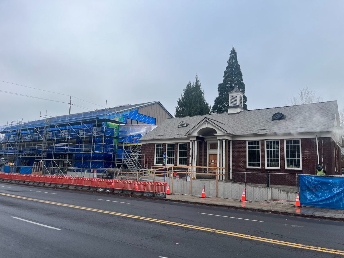 The Belmont Multnomah County Library in progress of its renovations on December 2, 2025. The construction began in September of 2024, and is currently on track to be completed by summer 2026. Photo via Charity Fain.