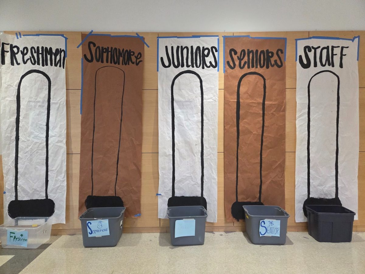 FHS Gives Back donation bins outside of Franklin’s main office. Franklin’s Associated Student Body (ASB) organizes an annual donation drive to help Franklin families during the holiday season. Photo by Fiona Snyder.