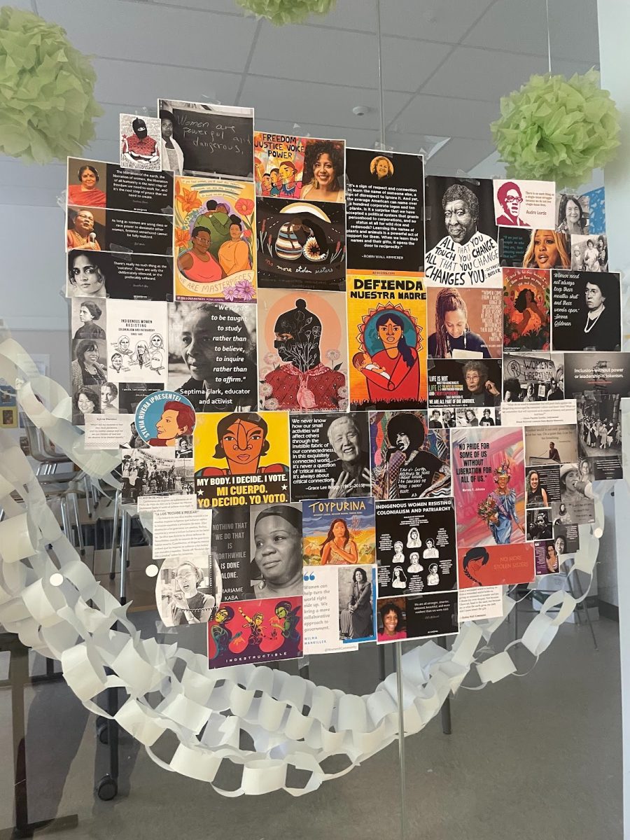 A collage of women activists displayed in a Franklin social studies classroom for Women’s History Month, which is in March. It is important to discuss and represent women’s contributions to society, and not leave them out of the picture. Photo by Kimberly Livesay.