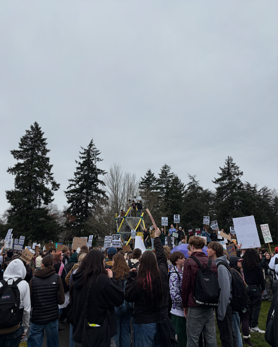 Photo caption: Students marching in the street protesting the actions of Immigration Customs and Enforcement (ICE) under the Trump administration. The First Amendment protects an individual's ability to peacefully express their views, but how impactful is it in creating real change? Photo by Kenya Sogaw.