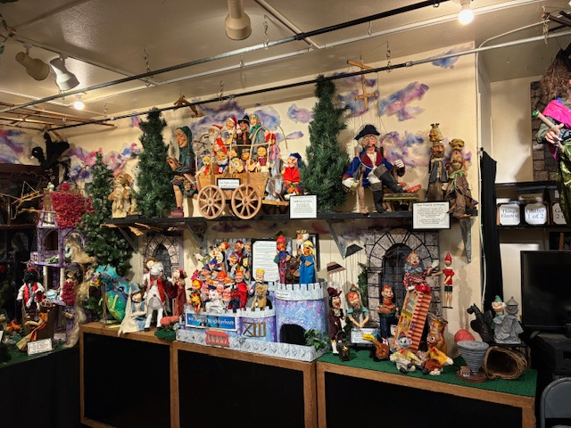 The wide selection of puppets at the Portland Puppet Museum from their current exhibit, “Fairy Tale, Television, and Super Star Puppets.” The museum cycles through its collection of over 2,000 puppets multiple times a year to showcase new exhibits. Photo via Portland Puppet Museum.