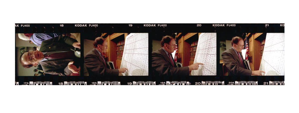 Rep. Stephen Horn displays agencies' progress on the Y2K computer problem, circa 1998. American democracy has continuously adapted to technological advancements --- will AI finally break this pattern? Photo via Library of Congress